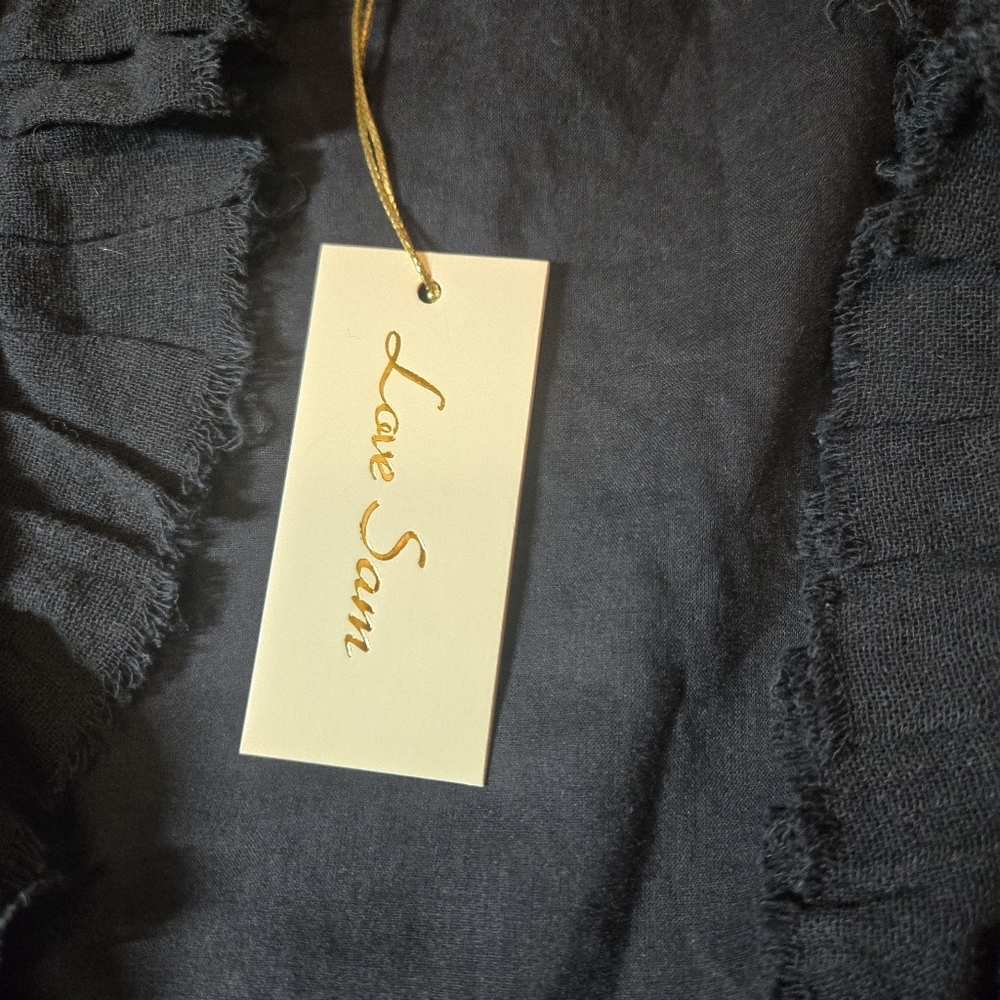Love Sam Black Embroidered Ruffled Jacket with Blue and Orange Accents - Picture 5 of 12